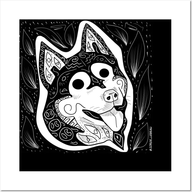 Aztec Husky ecopop dog Wall Art by jorge_lebeau